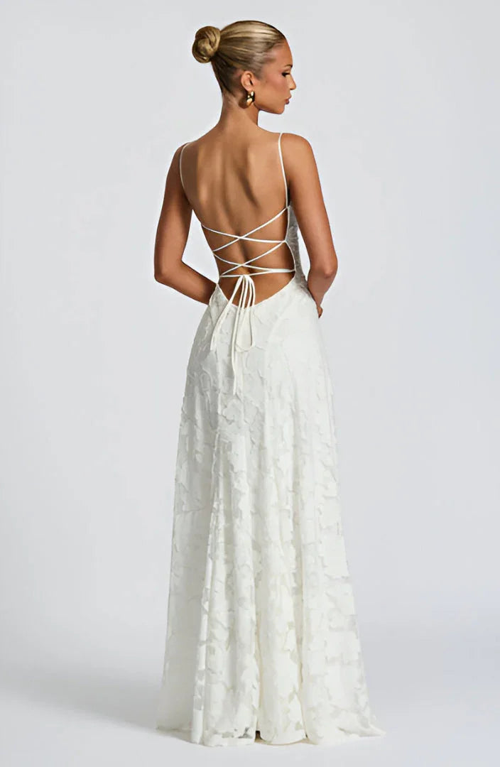 Coralie | Robe de Mariée Longue Fleurie Blanche