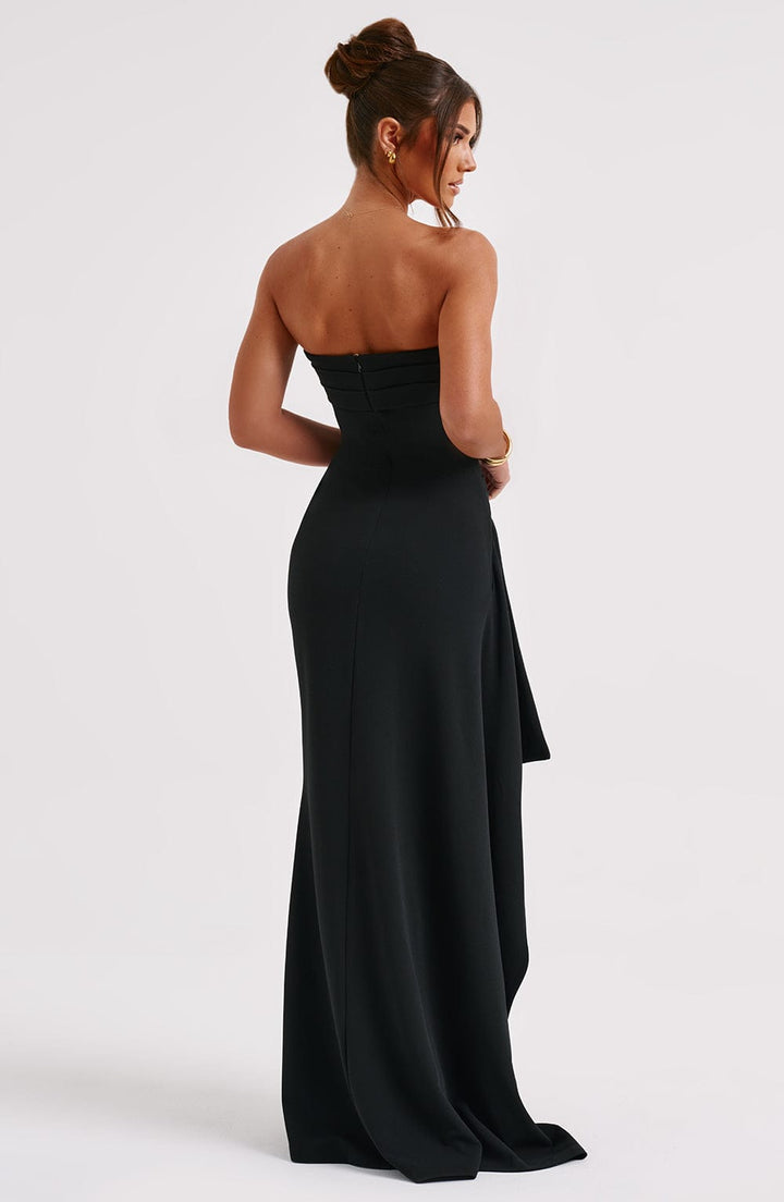Coralie | Robe de Soirée Longue Fendue Noire Bustier