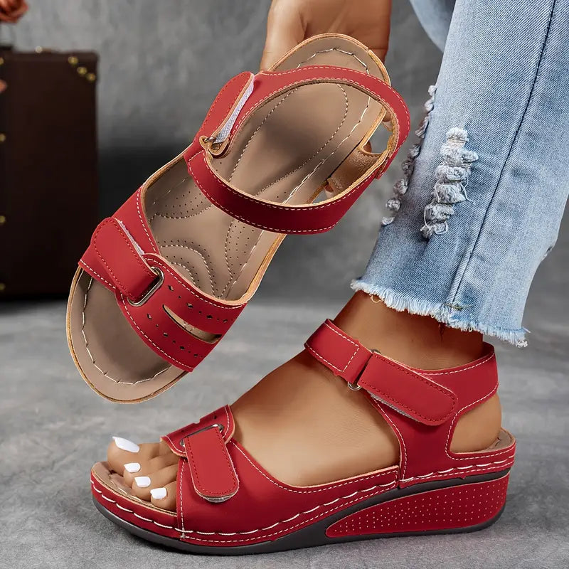 Coralie | Sandales Femme Compensées Scratch Camel