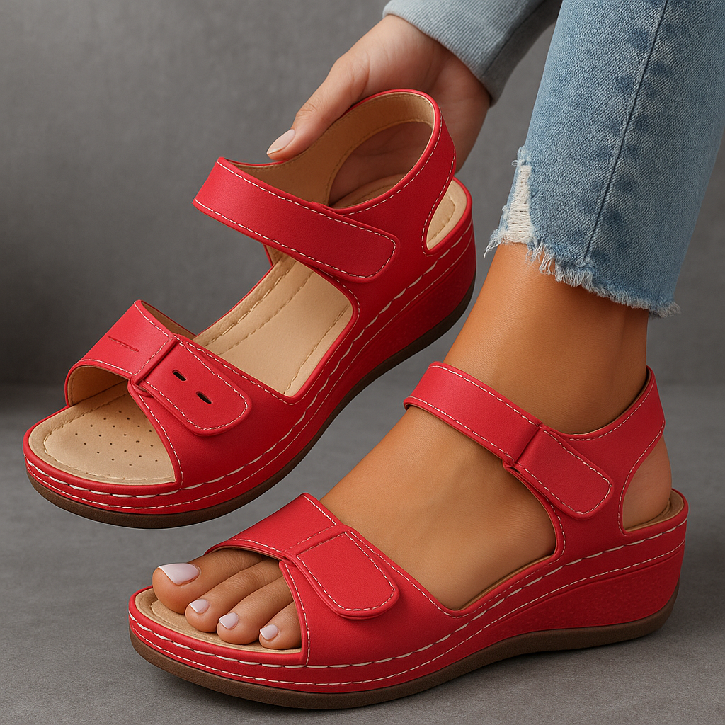 Coralie | Sandales Femme Compensées Scratch Camel