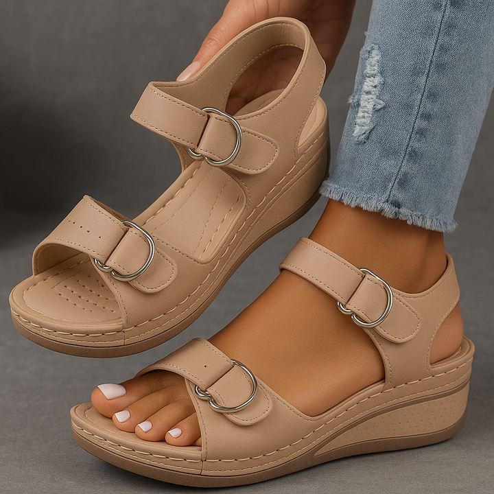 Coralie | Sandales Femme Compensées Scratch Camel