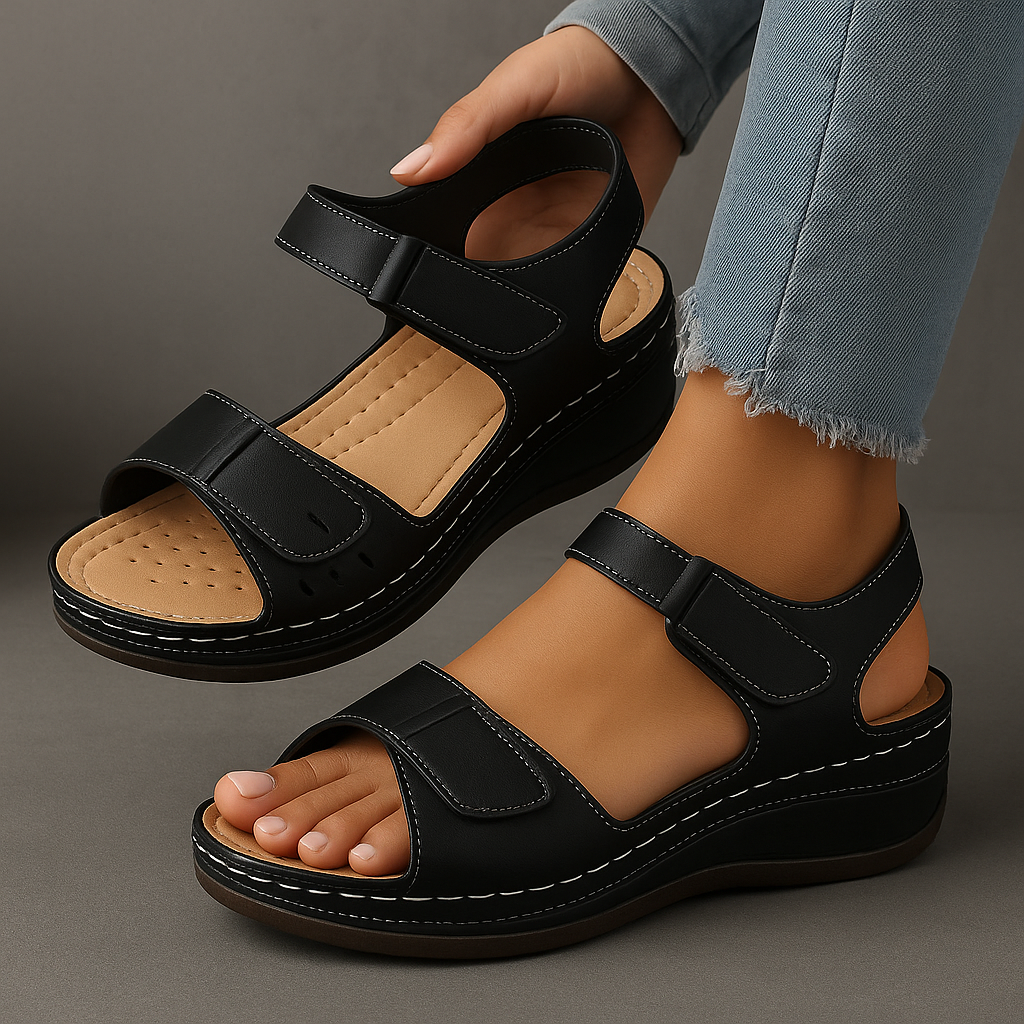 Coralie | Sandales Femme Compensées Scratch Camel
