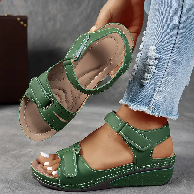 Coralie | Sandales Femme Compensées Scratch Camel
