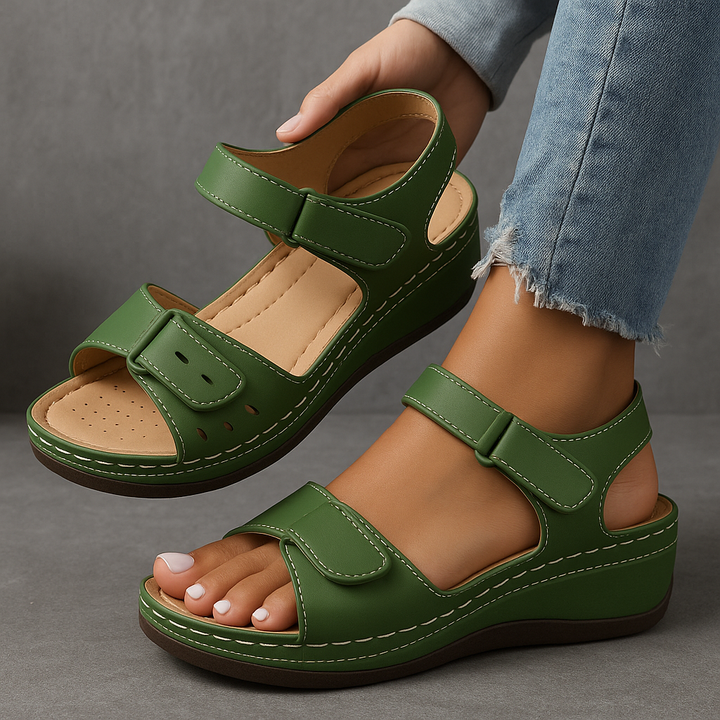 Coralie | Sandales Femme Compensées Scratch Camel