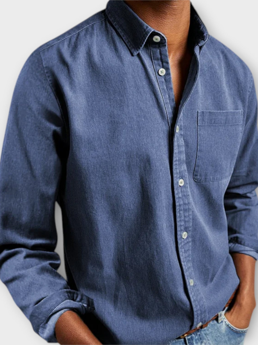 Maxime | Chemise Denim Bleu Marine Homme
