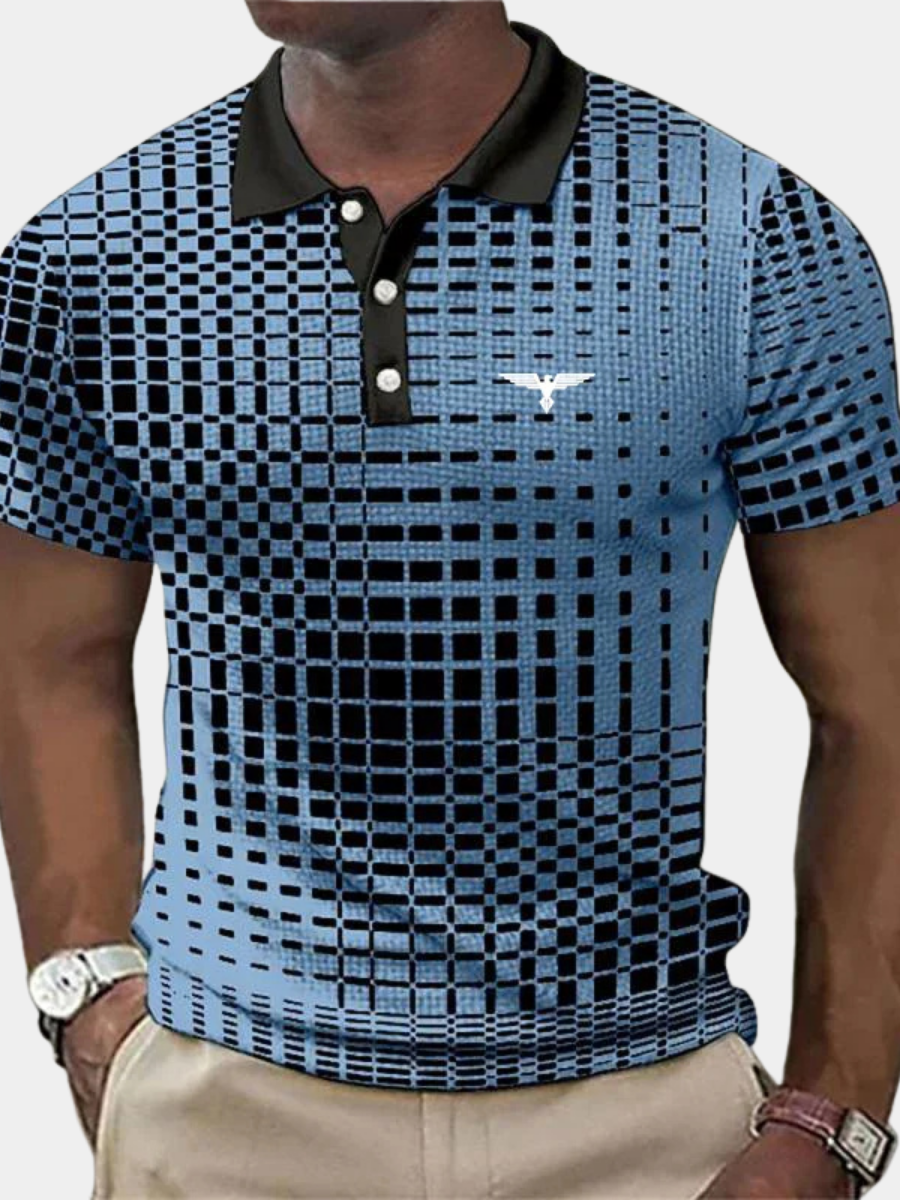 Damien | Polo Homme Motif Damier Noir Blanc
