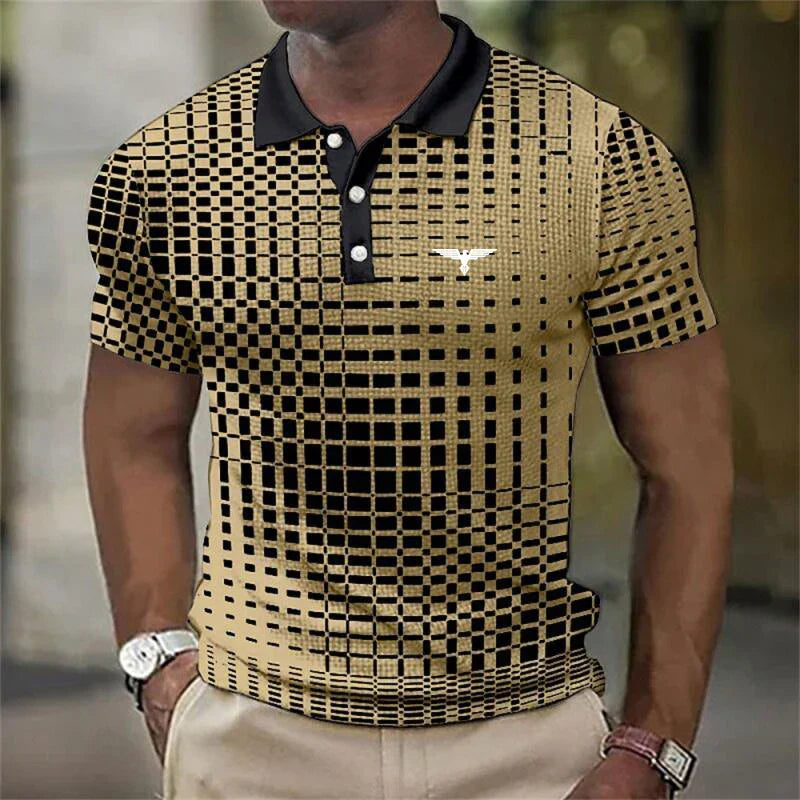 Damien | Polo Homme Motif Damier Noir Blanc