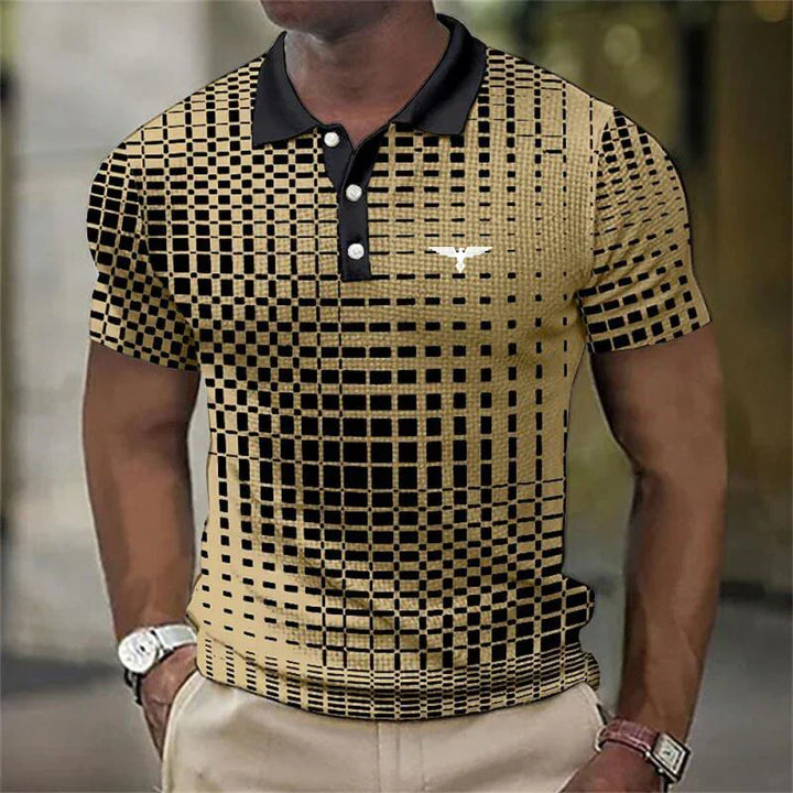 Damien | Polo Homme Motif Damier Noir Blanc