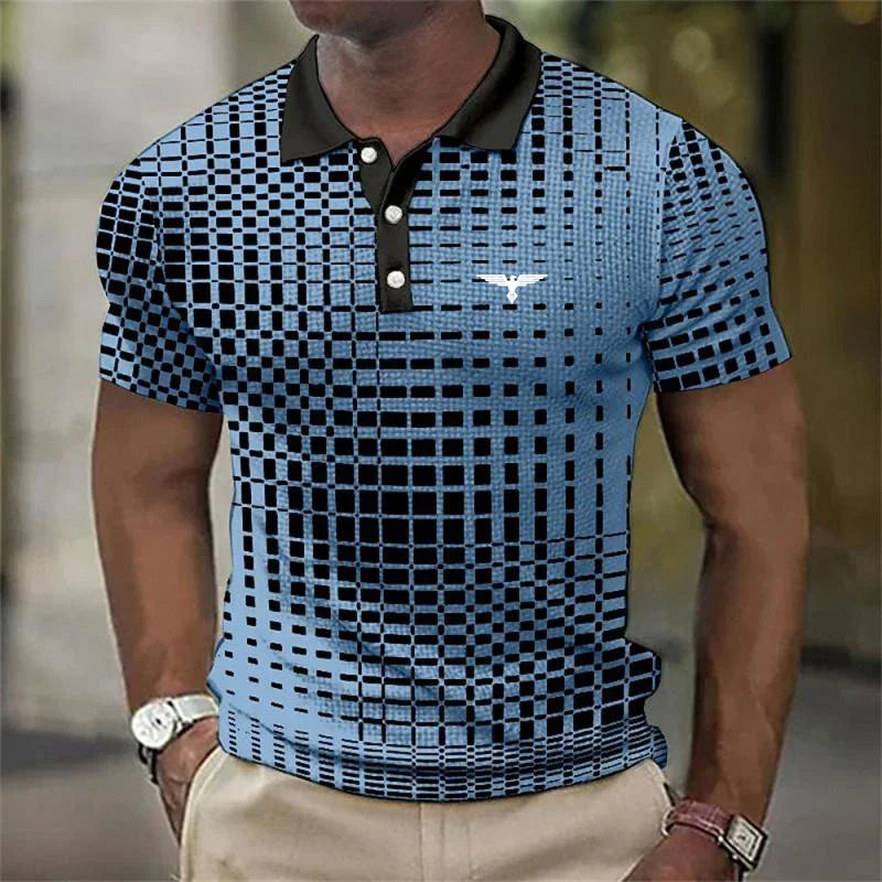 Damien | Polo Homme Motif Damier Noir Blanc