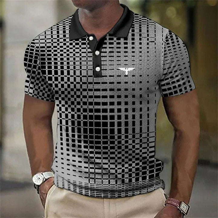 Damien | Polo Homme Motif Damier Noir Blanc