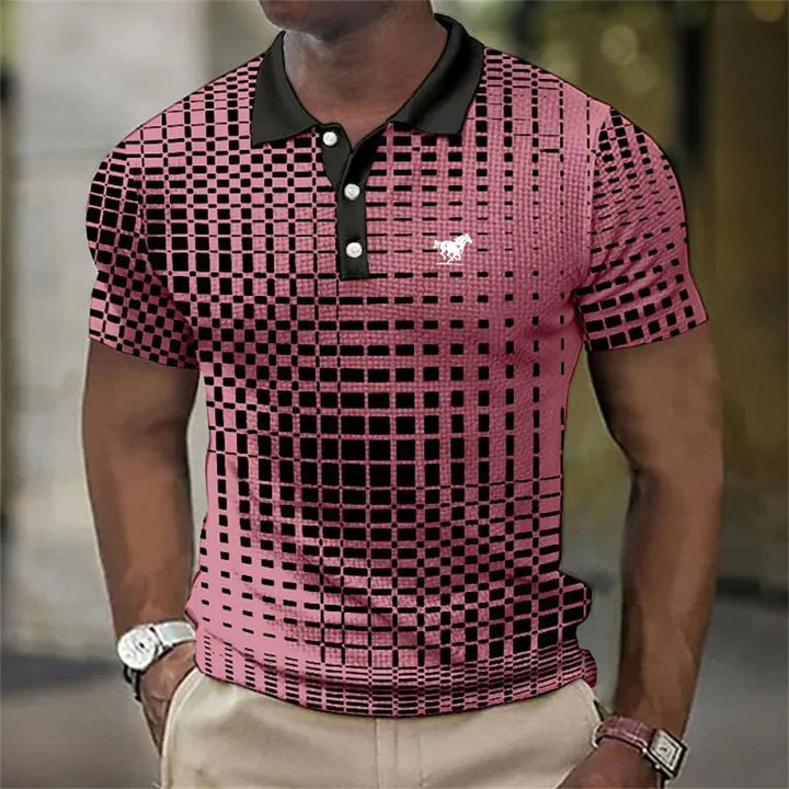 Damien | Polo Homme Motif Damier Noir Blanc