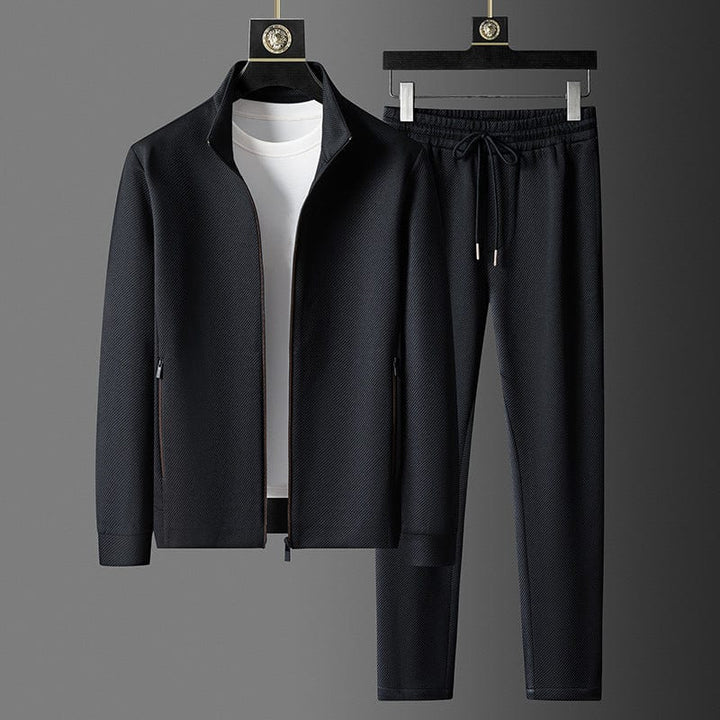 Damien | Survêtement Homme Noir Zippé Col Montant