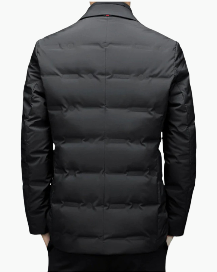 David | Blazer Doudoune Noir Homme Boutonné Col Cranté