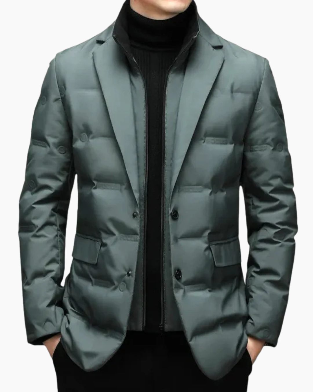 David | Blazer Doudoune Noir Homme Boutonné Col Cranté
