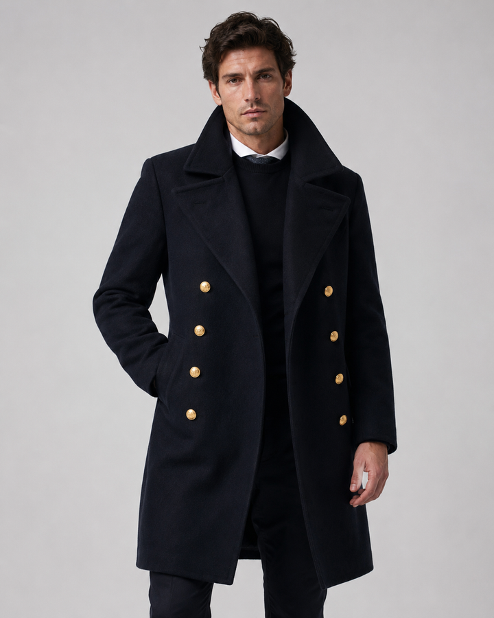 Thomas | Manteau Homme Laine Navy Double Boutonnage