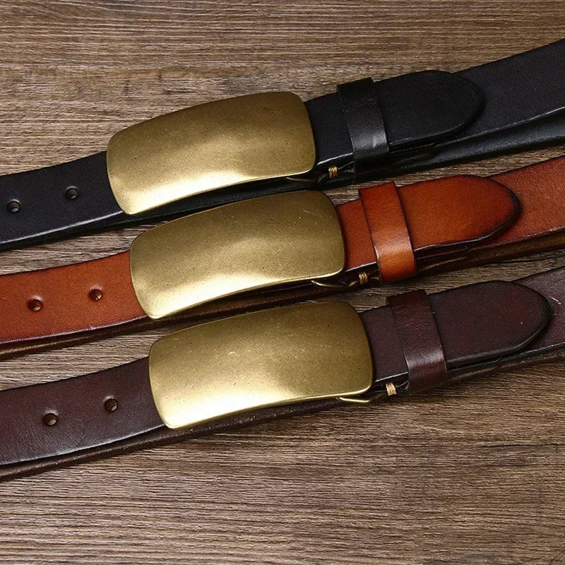 Dominique | Ceinture en Cuir Marron Boucle Laiton
