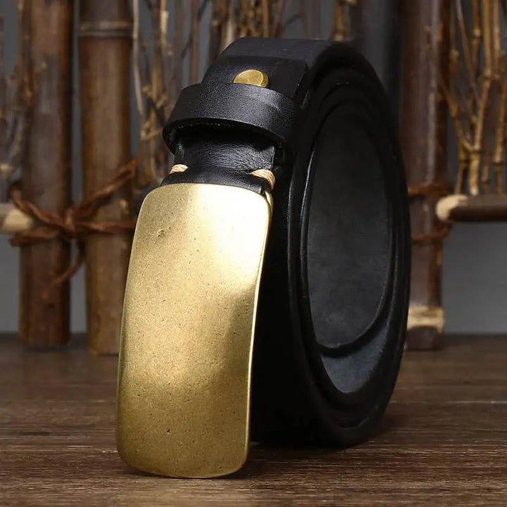 Dominique | Ceinture en Cuir Marron Boucle Laiton
