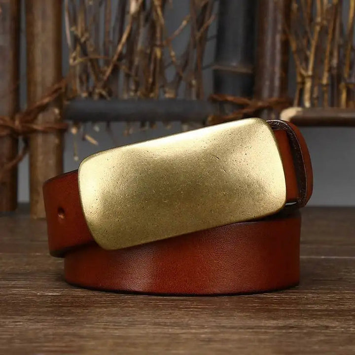 Dominique | Ceinture en Cuir Marron Boucle Laiton