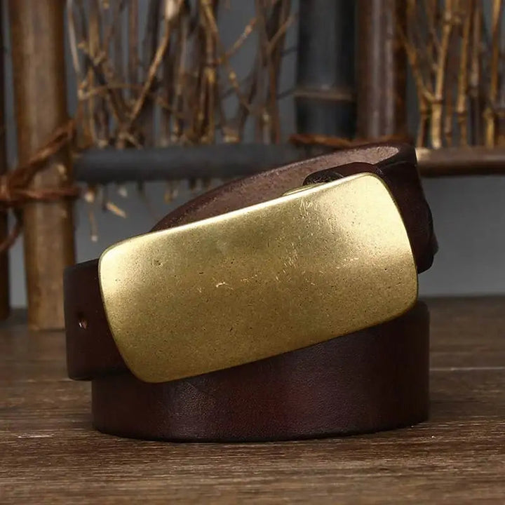 Dominique | Ceinture en Cuir Marron Boucle Laiton