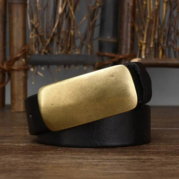 Dominique | Ceinture en Cuir Marron Boucle Laiton