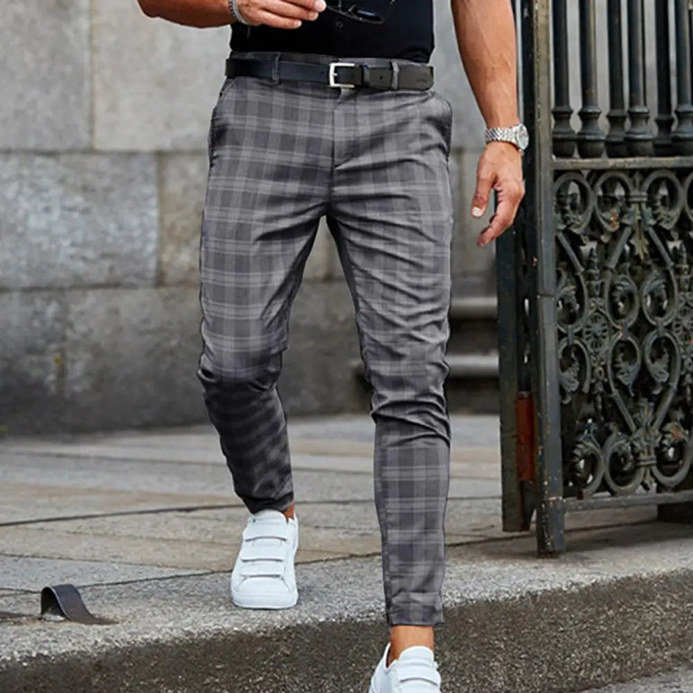 Dylan | Pantalon Homme Carreaux Slim Beige