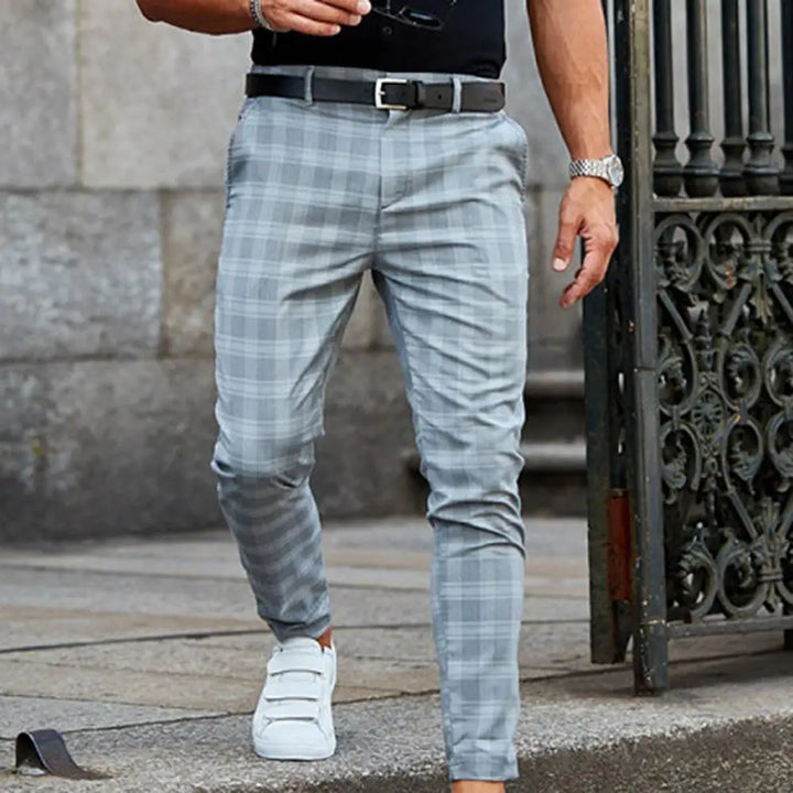 Dylan | Pantalon Homme Carreaux Slim Beige