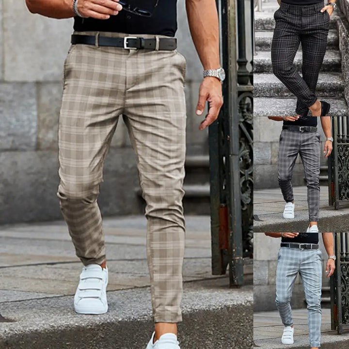 Dylan | Pantalon Homme Carreaux Slim Beige