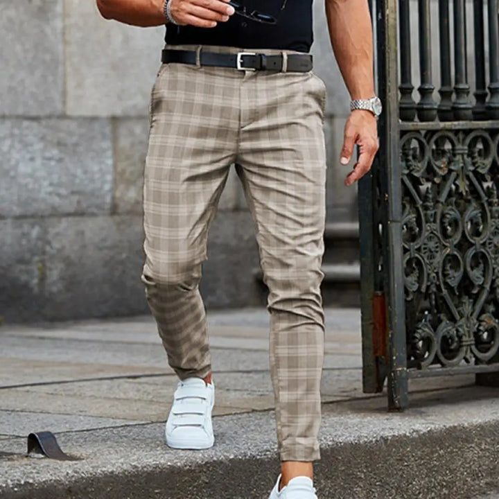 Dylan | Pantalon Homme Carreaux Slim Beige