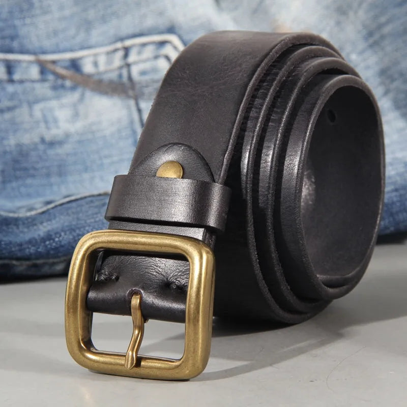 Eden | Ceinture Cuir Marron Boucle Carrée Laiton