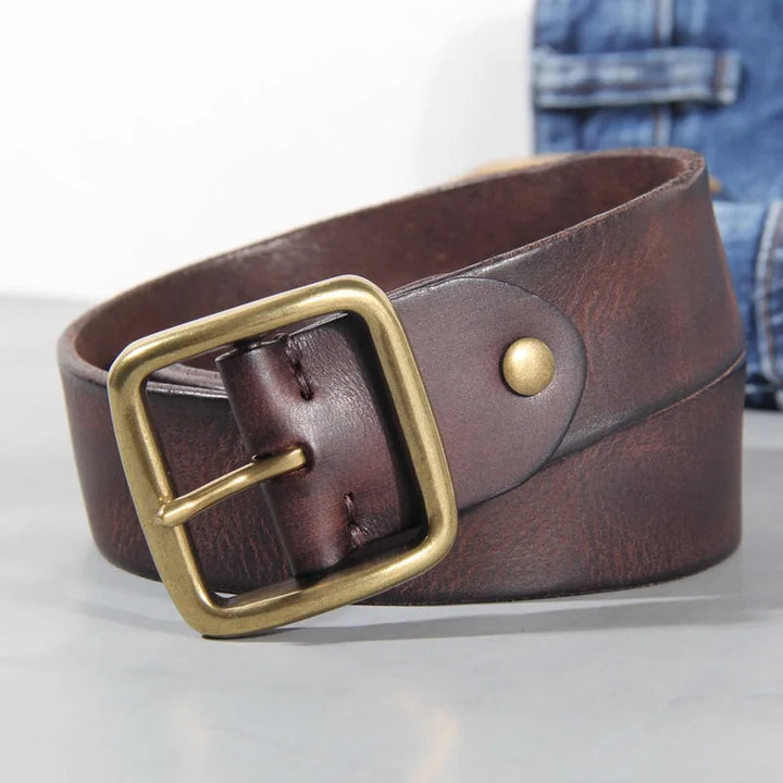 Eden | Ceinture Cuir Marron Boucle Carrée Laiton