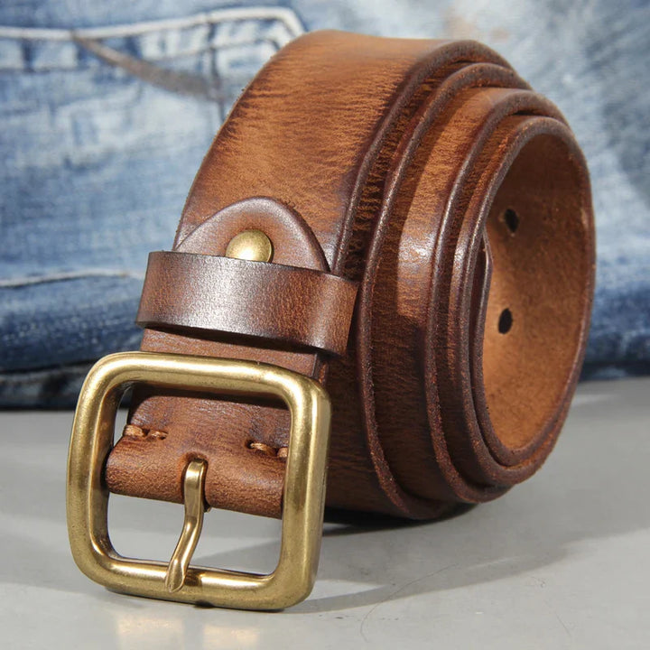Eden | Ceinture Cuir Marron Boucle Carrée Laiton