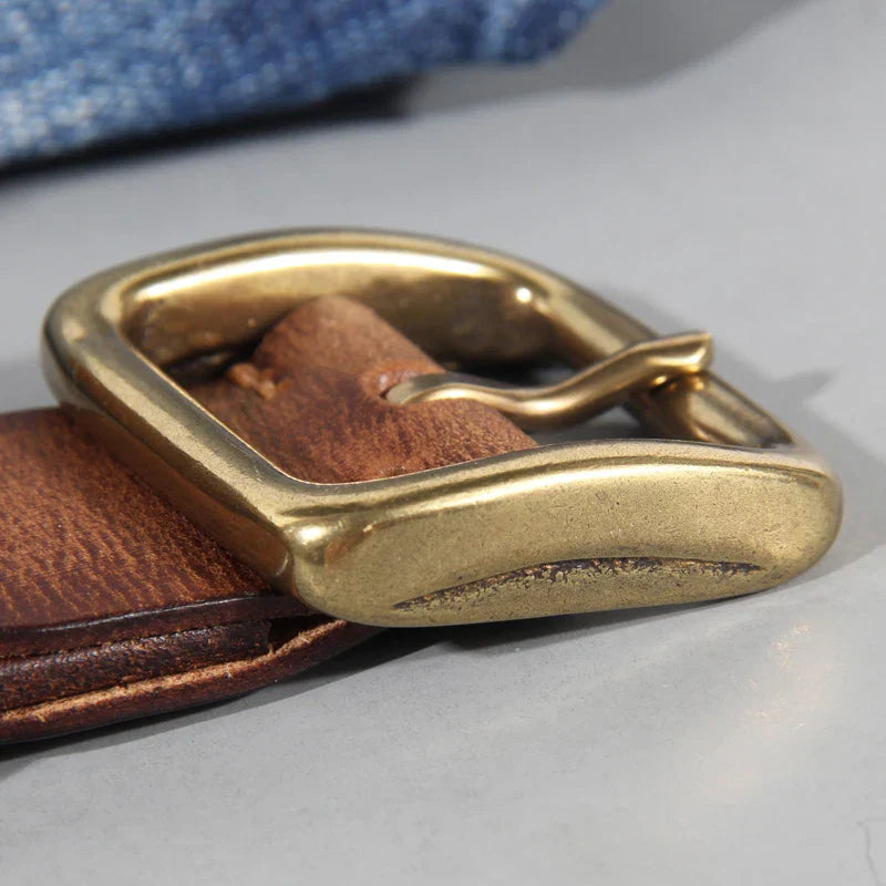 Eden | Ceinture Cuir Marron Boucle Carrée Laiton