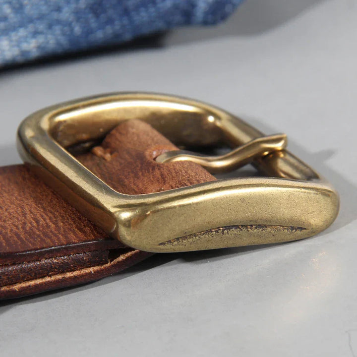 Eden | Ceinture Cuir Marron Boucle Carrée Laiton