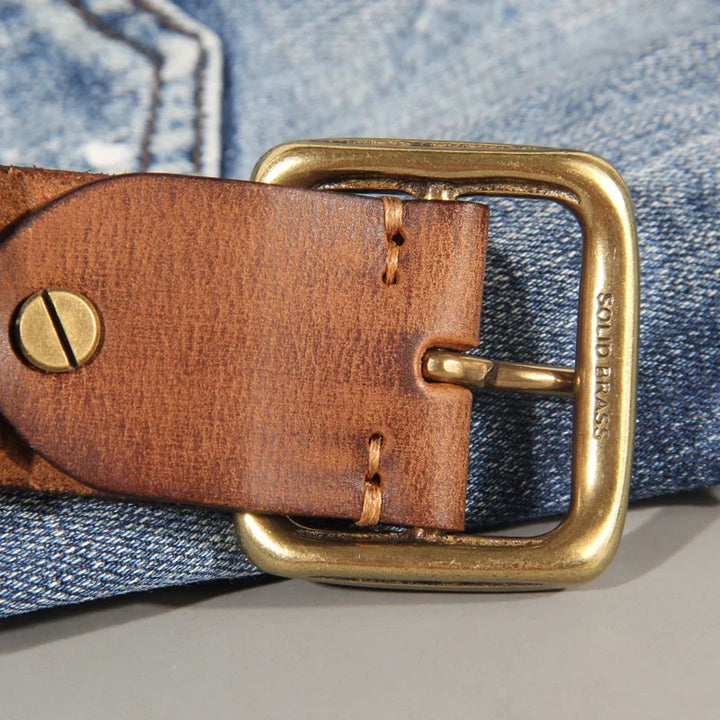 Eden | Ceinture Cuir Marron Boucle Carrée Laiton