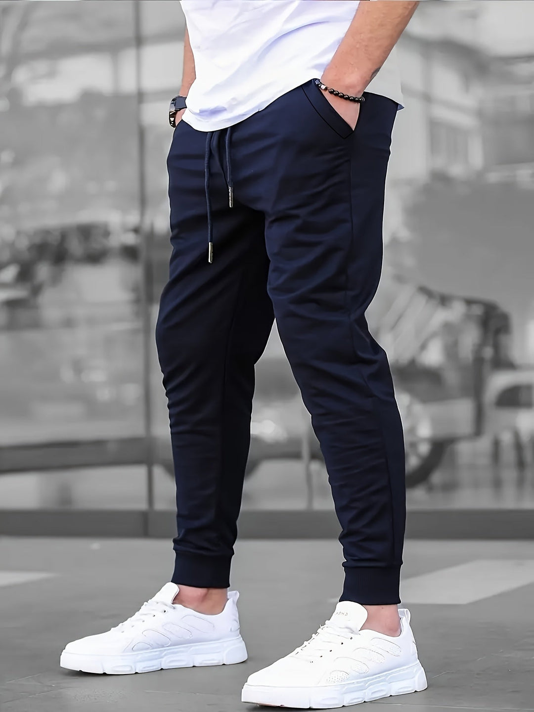 Edouard | Jogger Homme Blanc Slim Taille Élastique