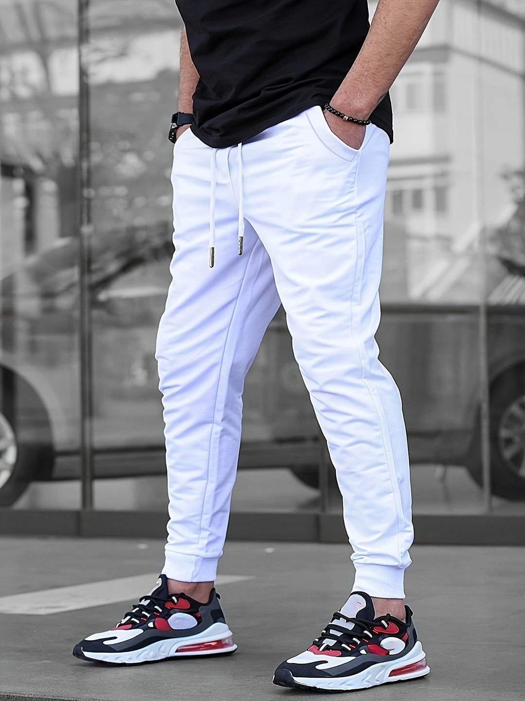 Edouard | Jogger Homme Blanc Slim Taille Élastique