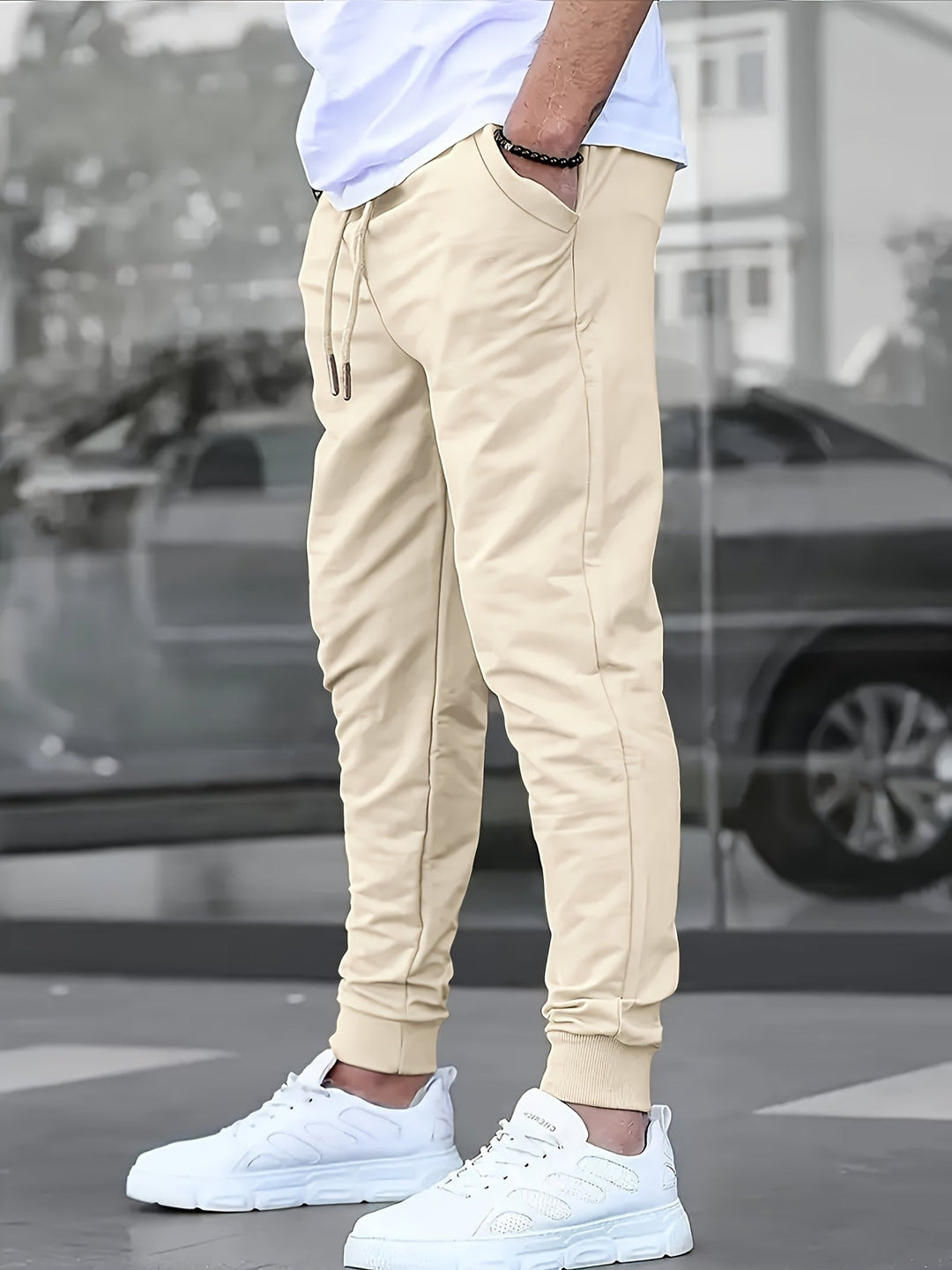 Edouard | Jogger Homme Blanc Slim Taille Élastique
