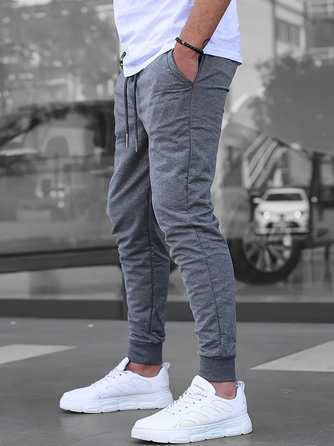 Edouard | Jogger Homme Blanc Slim Taille Élastique