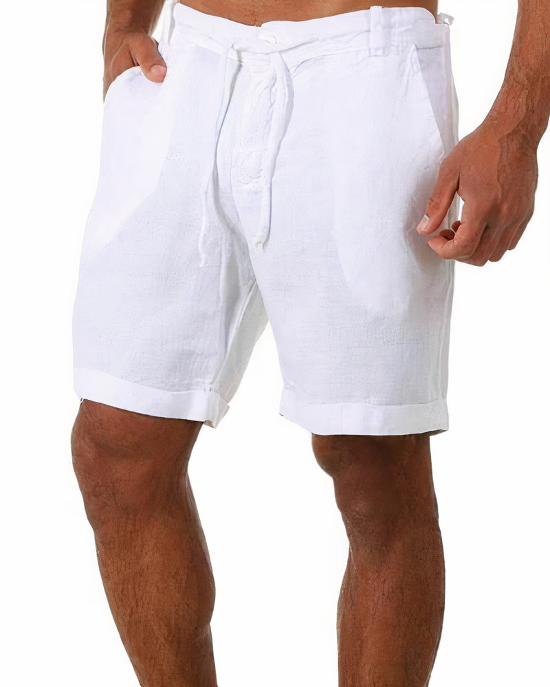 Edouard | Short Homme Lin Beige Ceinture Cordon