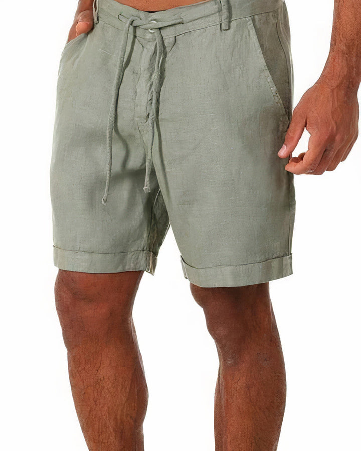 Edouard | Short Homme Lin Beige Ceinture Cordon