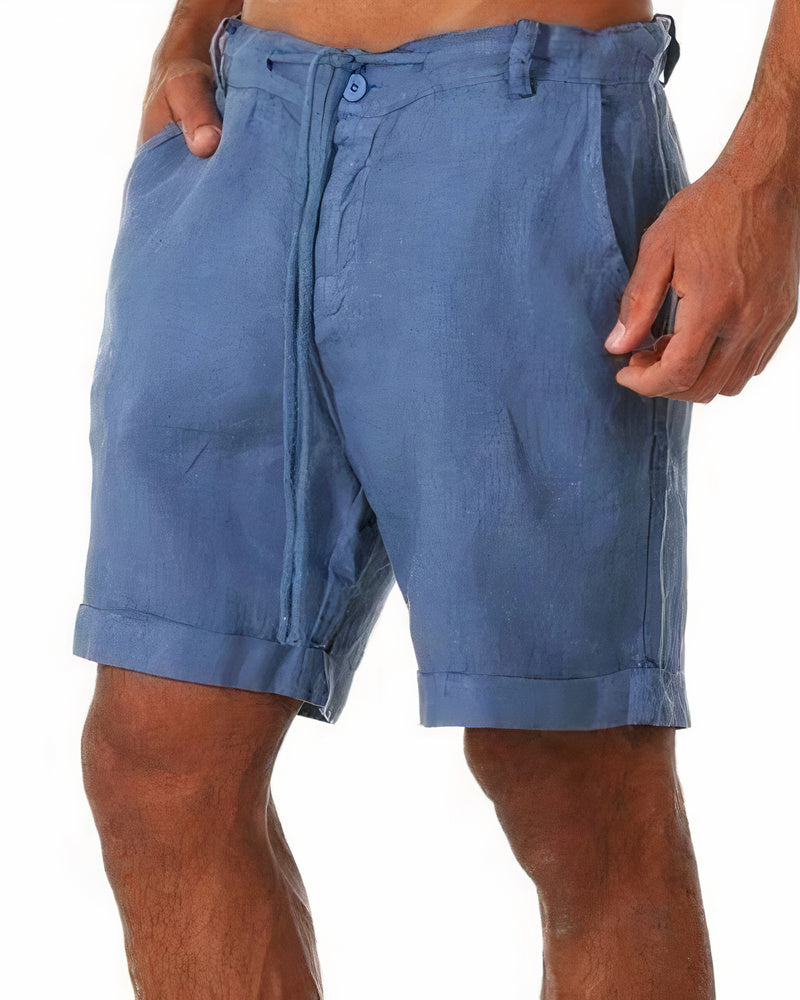 Edouard | Short Homme Lin Beige Ceinture Cordon