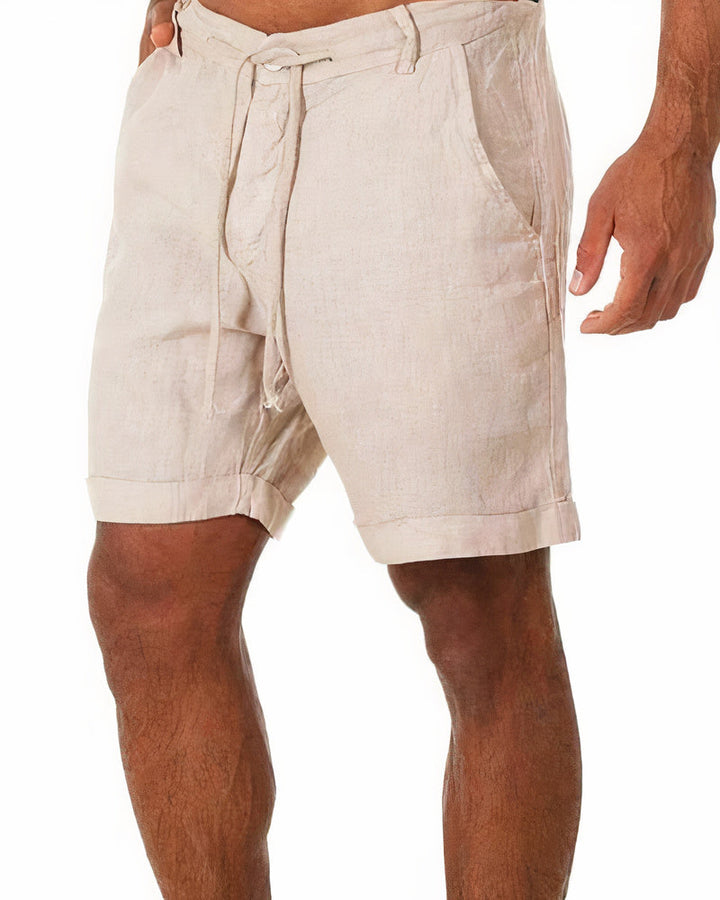 Edouard | Short Homme Lin Beige Ceinture Cordon