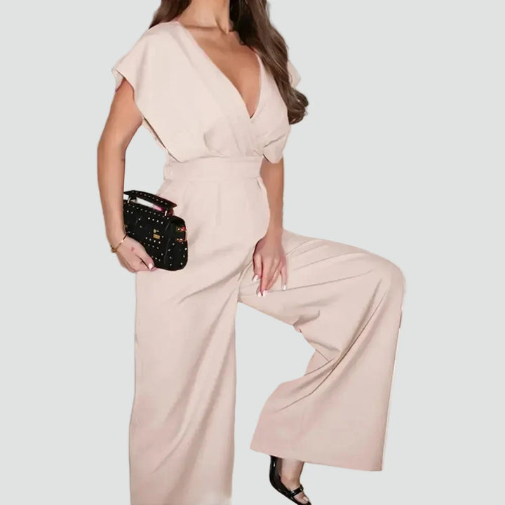 Éléonore | Combinaison Femme Blanche Cache-Coeur Jambes Larges