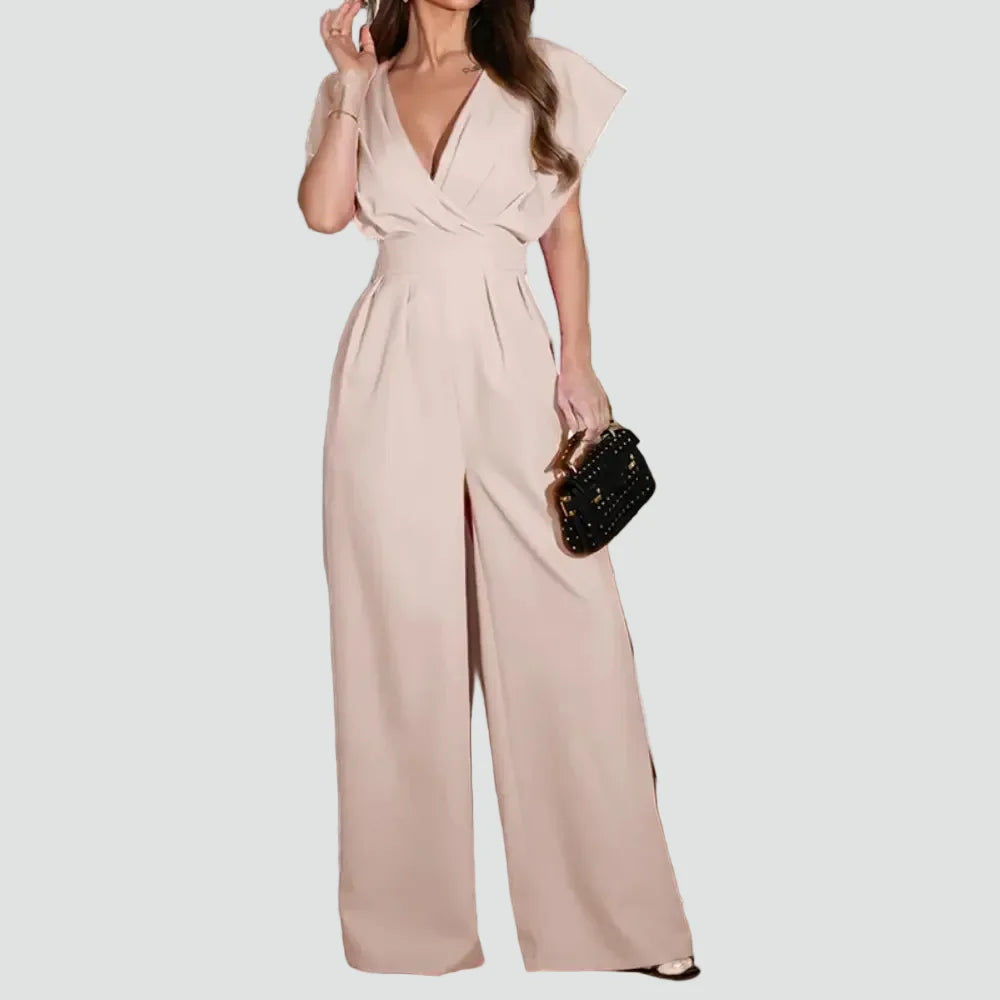 Éléonore | Combinaison Femme Blanche Cache-Coeur Jambes Larges