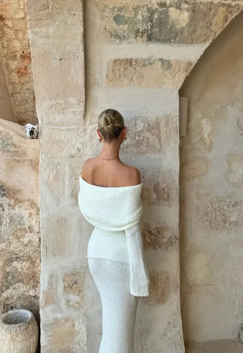 Éléonore | Ensemble Robe Jupe Maxi Femme Bouclette Ivoire