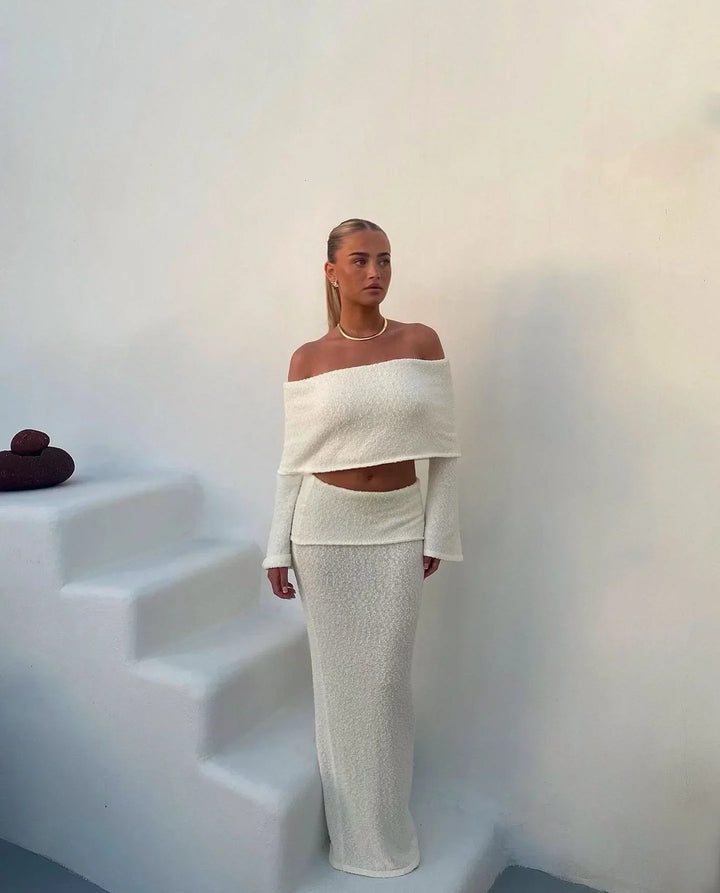 Éléonore | Ensemble Robe Jupe Maxi Femme Bouclette Ivoire