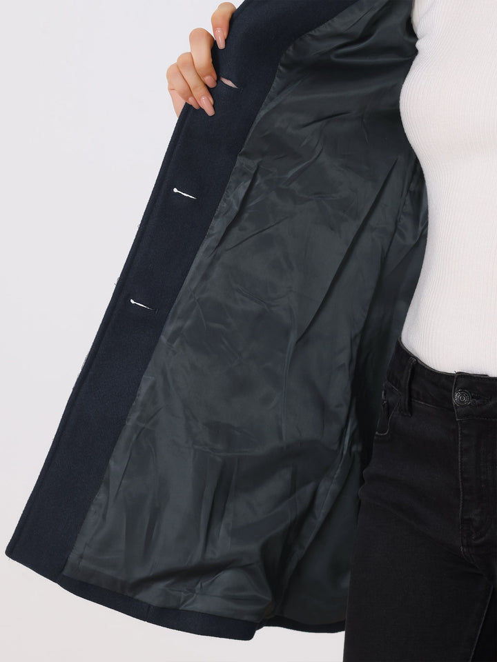 Éléonore | Manteau Long Femme Noir Cintré Boutonné