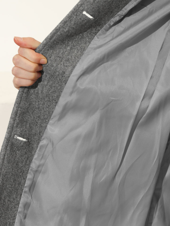 Éléonore | Manteau Long Femme Noir Cintré Boutonné