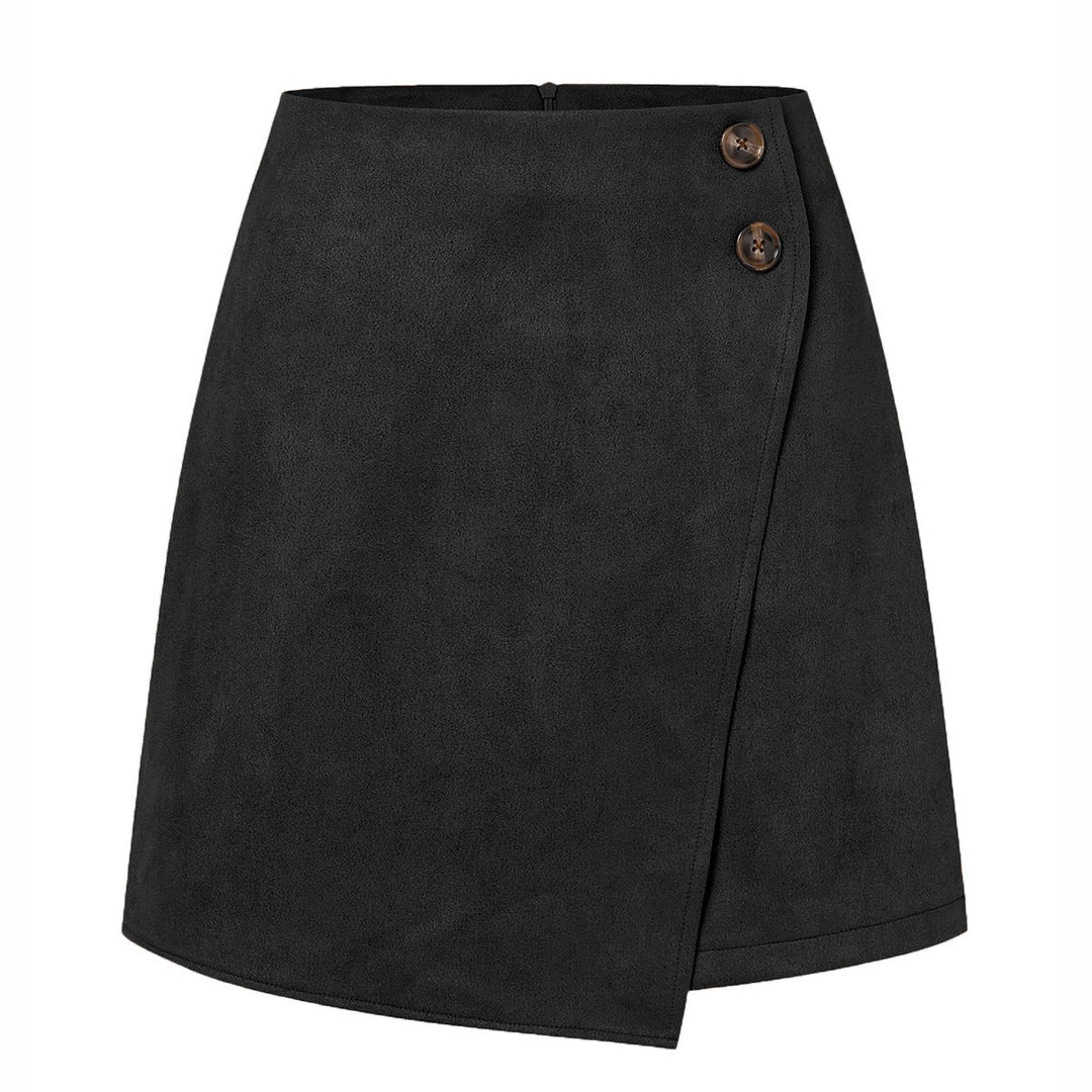Éléonore | Mini Jupe Portefeuille Trapèze Suédine Beige