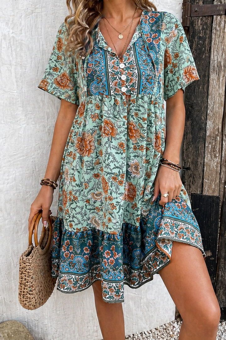 Éléonore | Robe Femme Fleurie Bohème Manches Longues